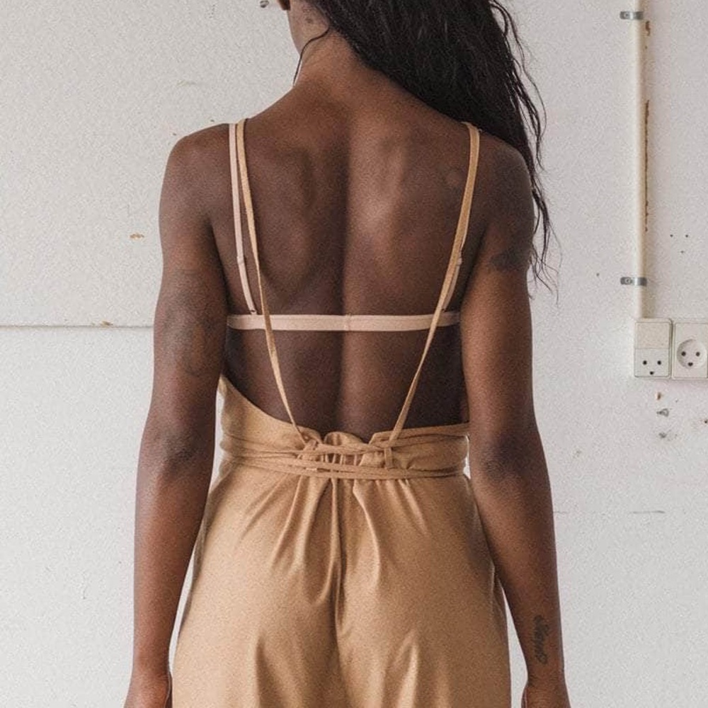BASERANGE Otay Wild Silk Jumpsuit Tan size Small - Picture 2 of 9